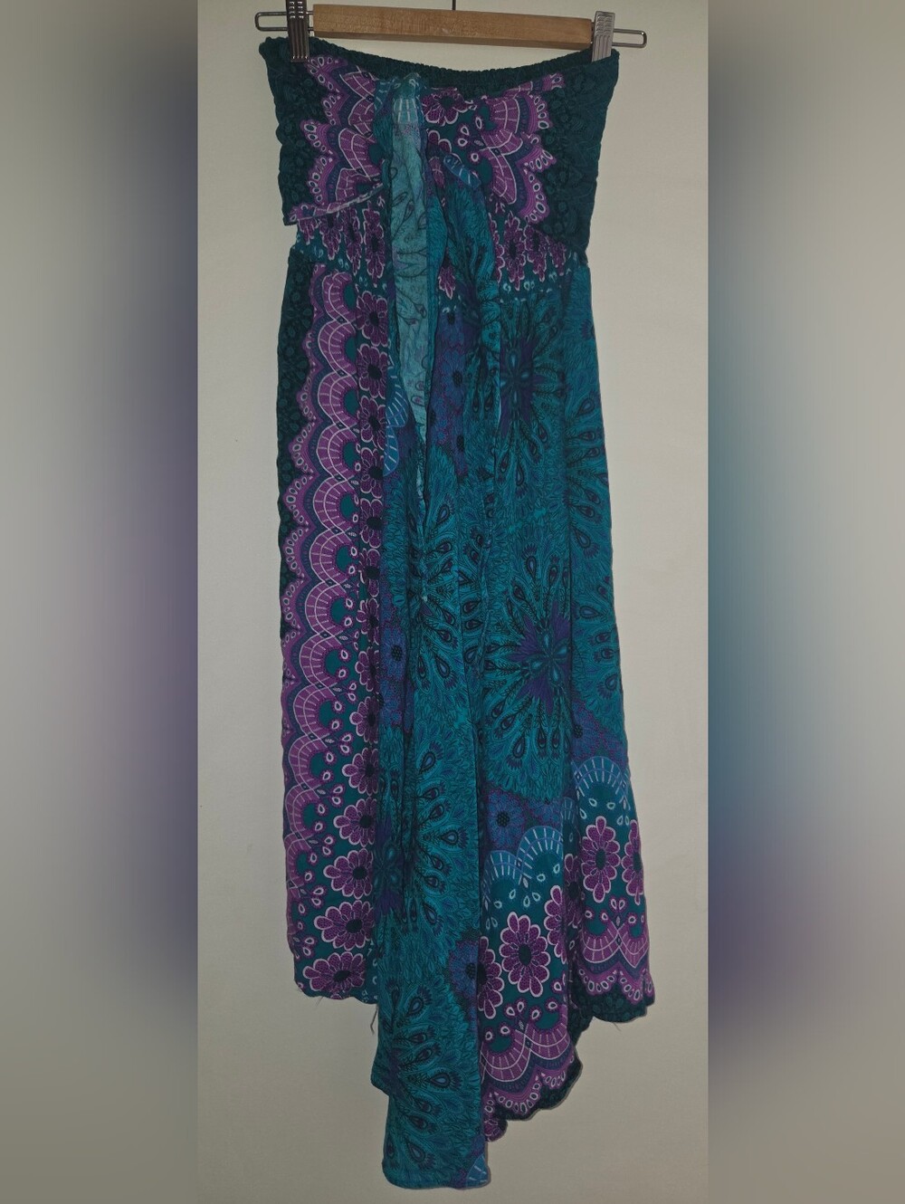 Teal and Purple Boho Smocked Dress